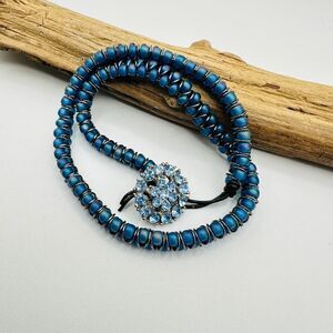 Beaded Rhinestone Charm Wrap Bracelet